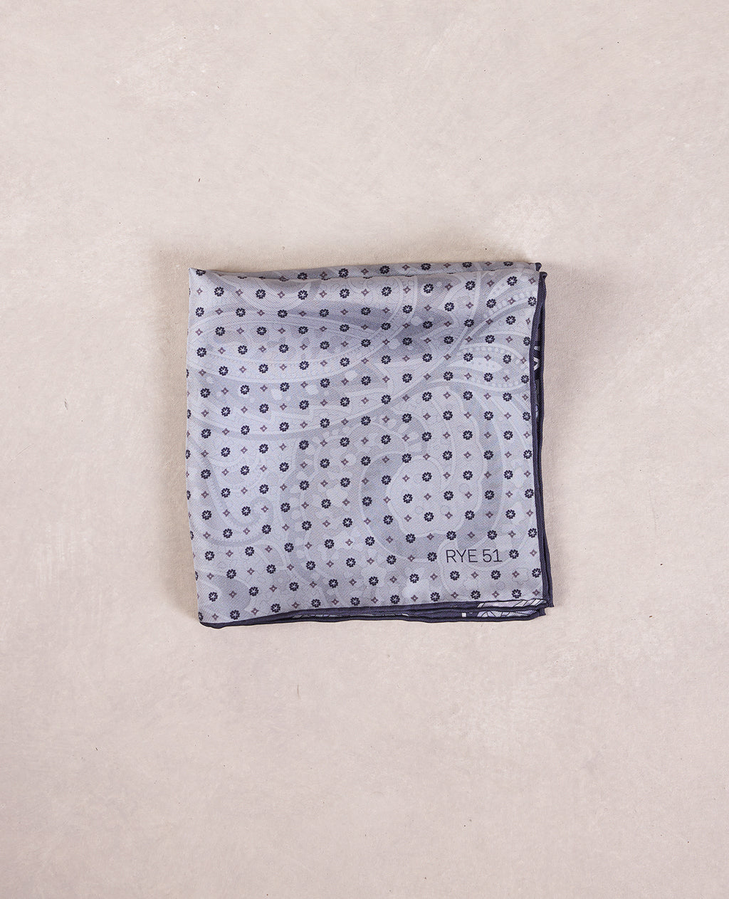 The Silk Pocket Square - Double Face - 100% Silk Pocket Square - Lavender Grey Paisley / Dot